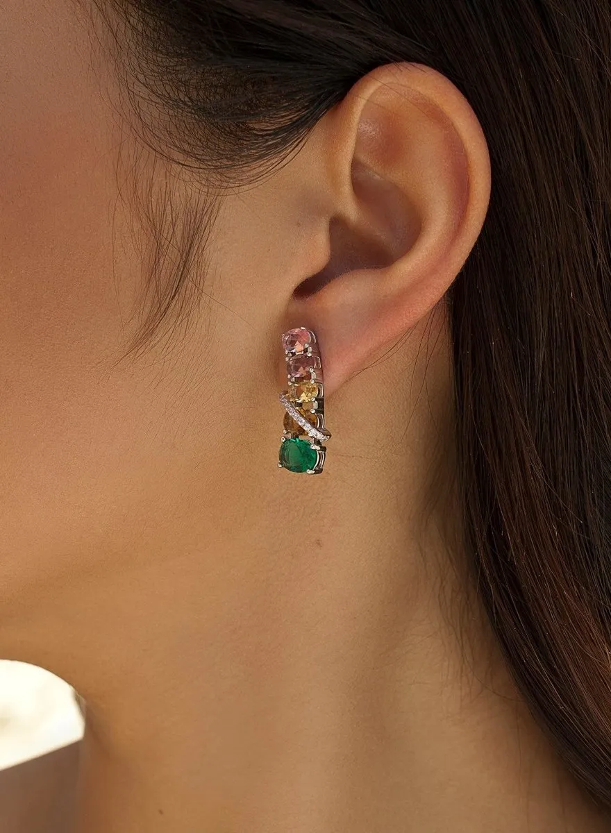 Pendientes de piedras de colores diseo vertical