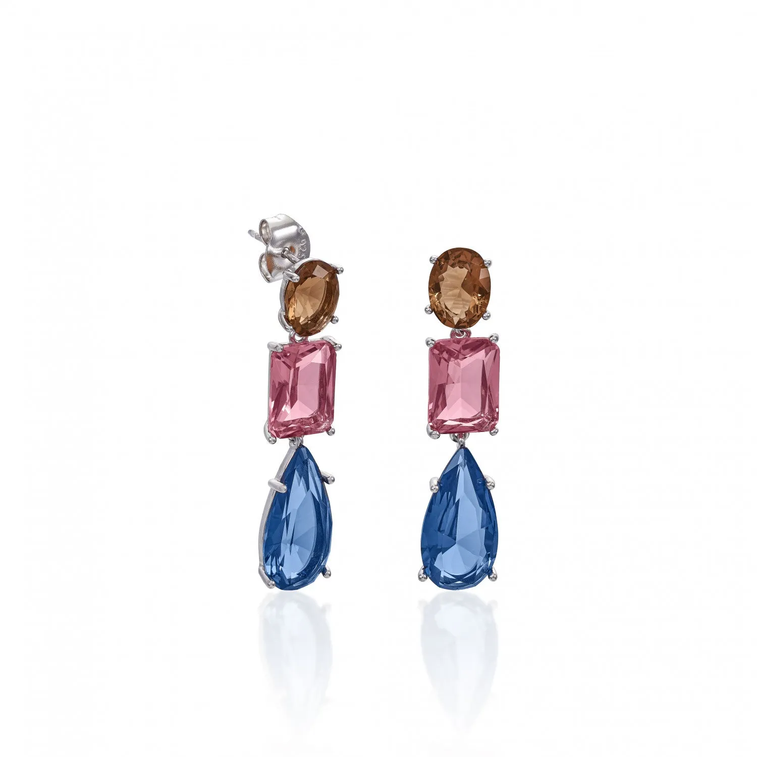 Pendientes de piedras de colores en diferentes tallas y tonalidades