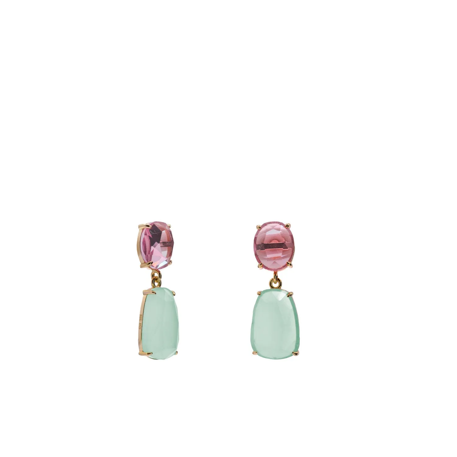 Pendientes de piedras de colores en tono verde lechoso