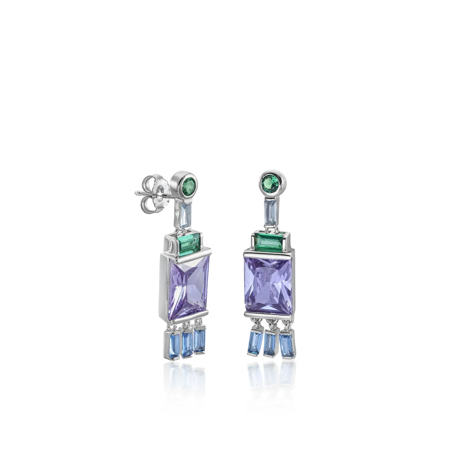 Pendientes de piedras de colores largos tono lavanda
