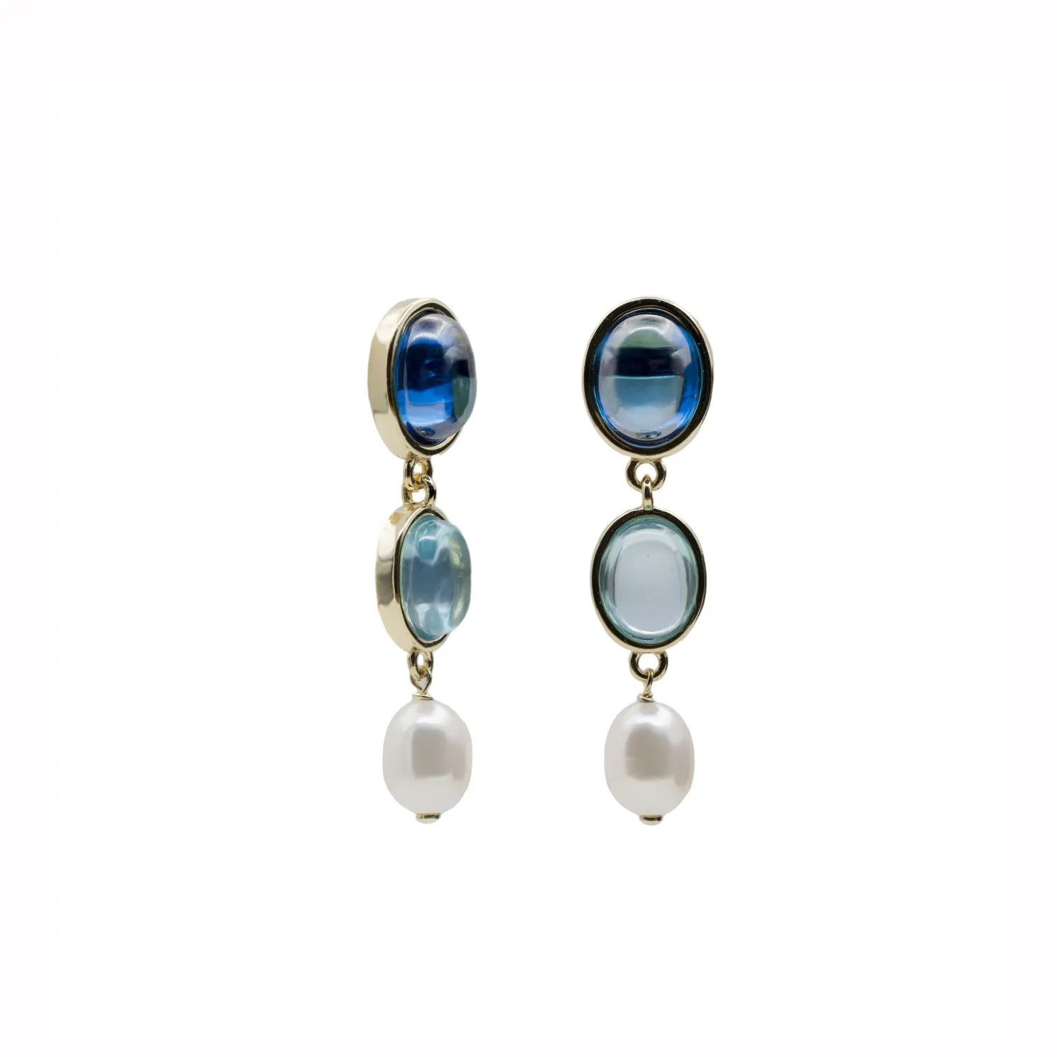 Pendientes de piedras de colores tono zafiro y perla