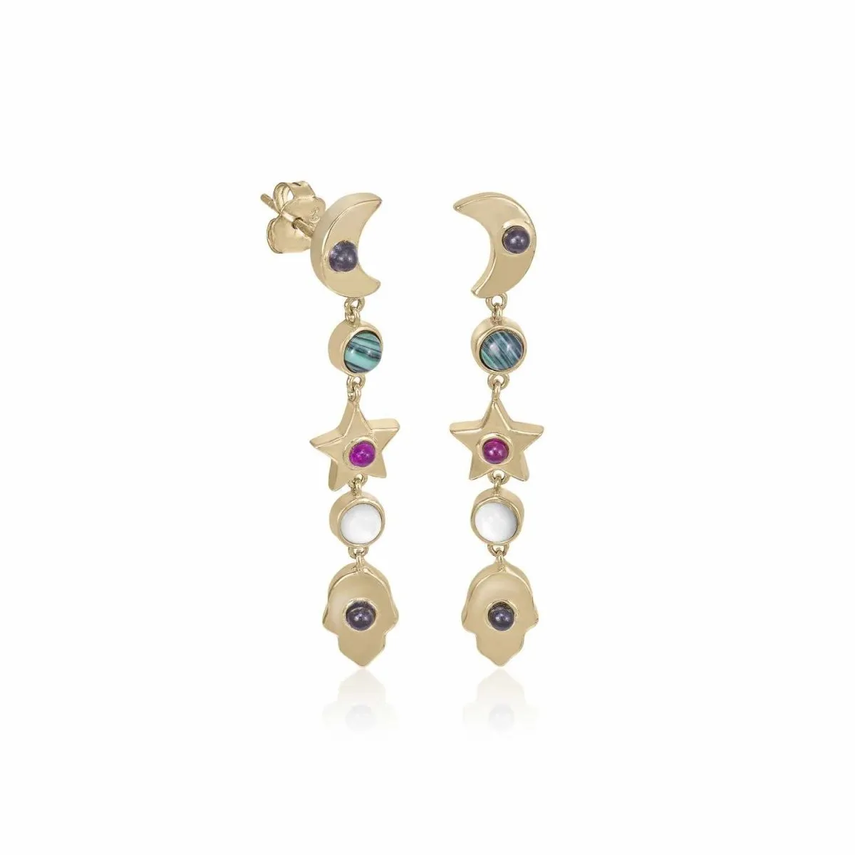 Pendientes largos diseo multi motivo con piedras naturales