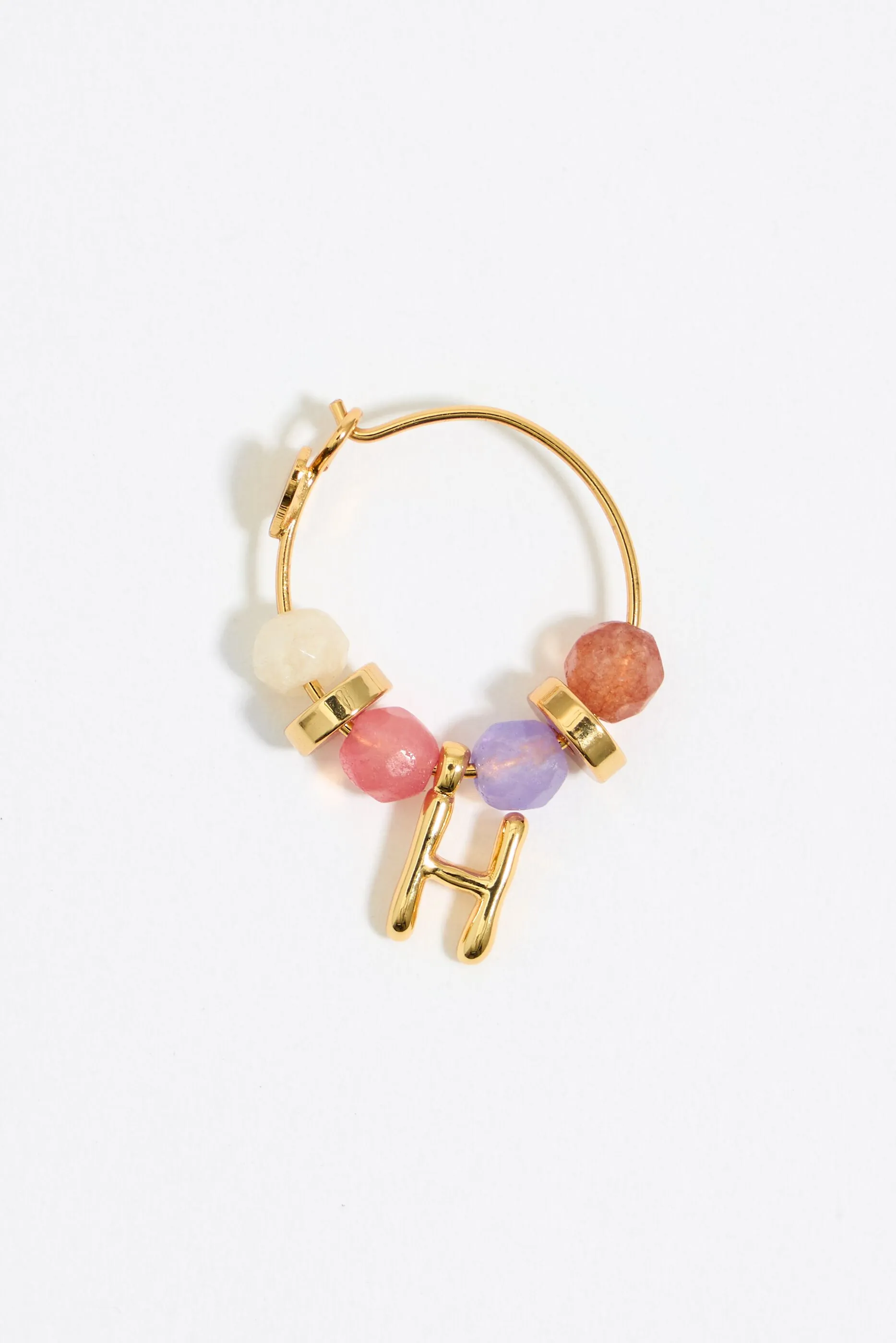 Pendientes letra H piedras multicolores