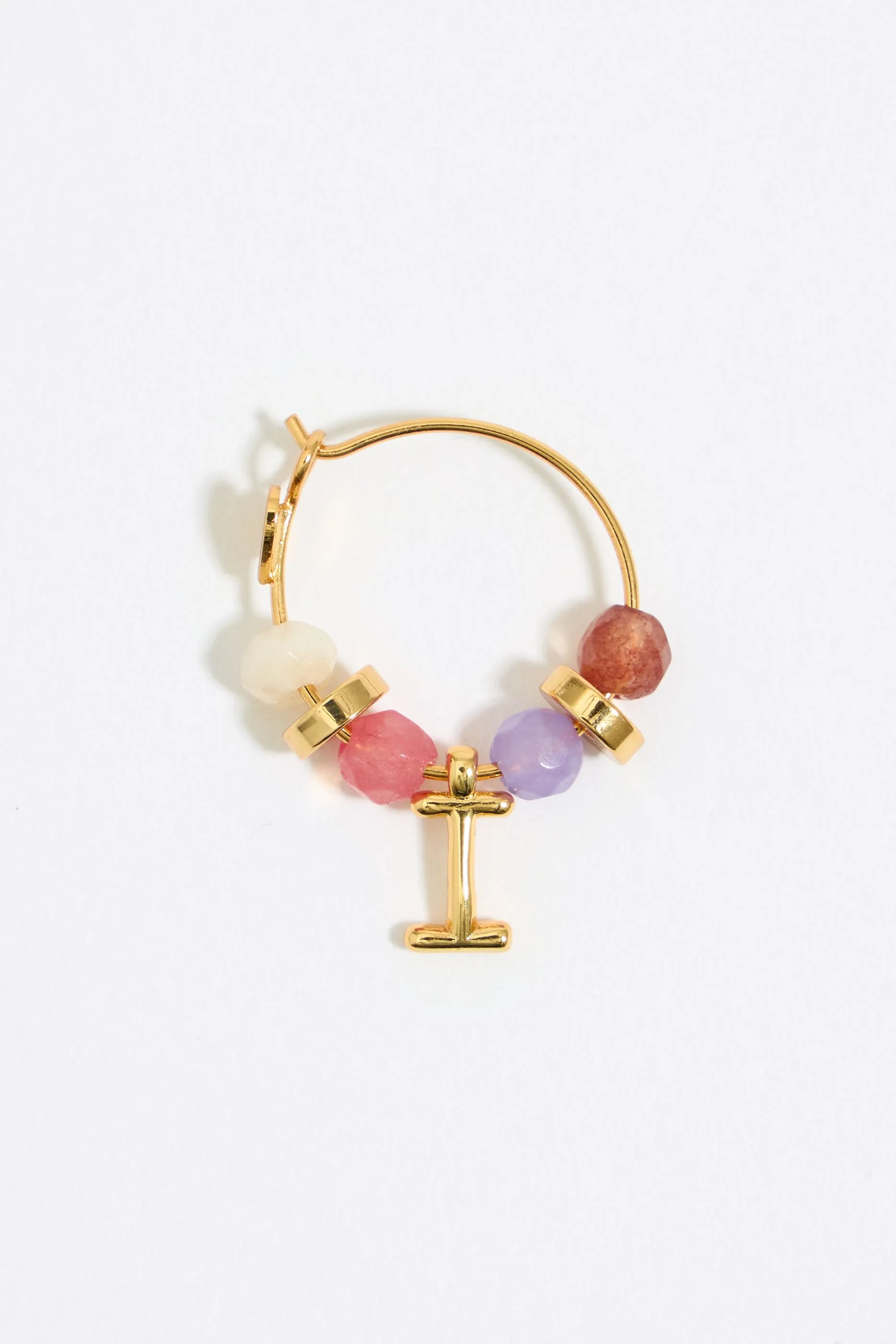 Pendientes letra I piedras multicolores