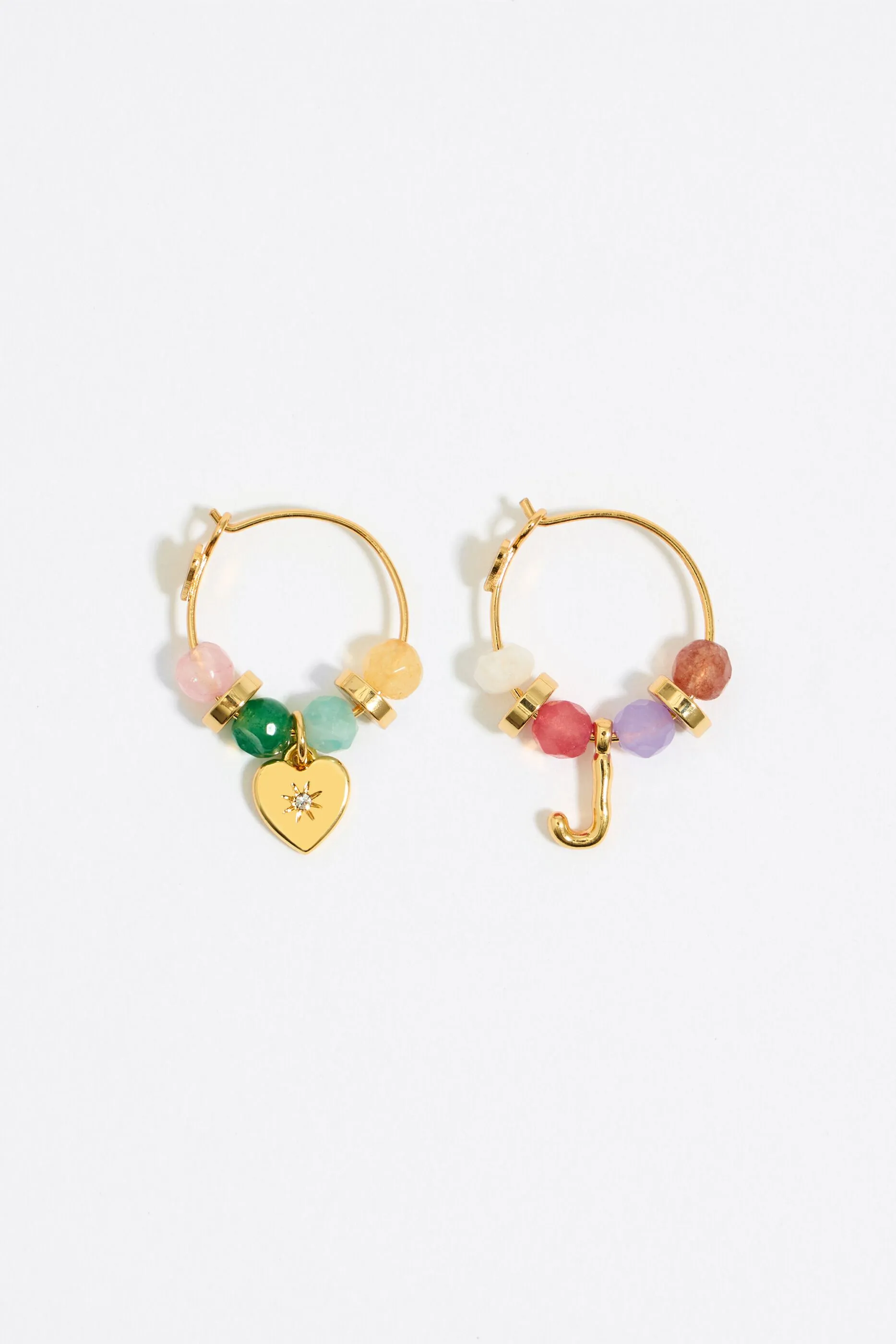 Pendientes letra J piedras multicolores
