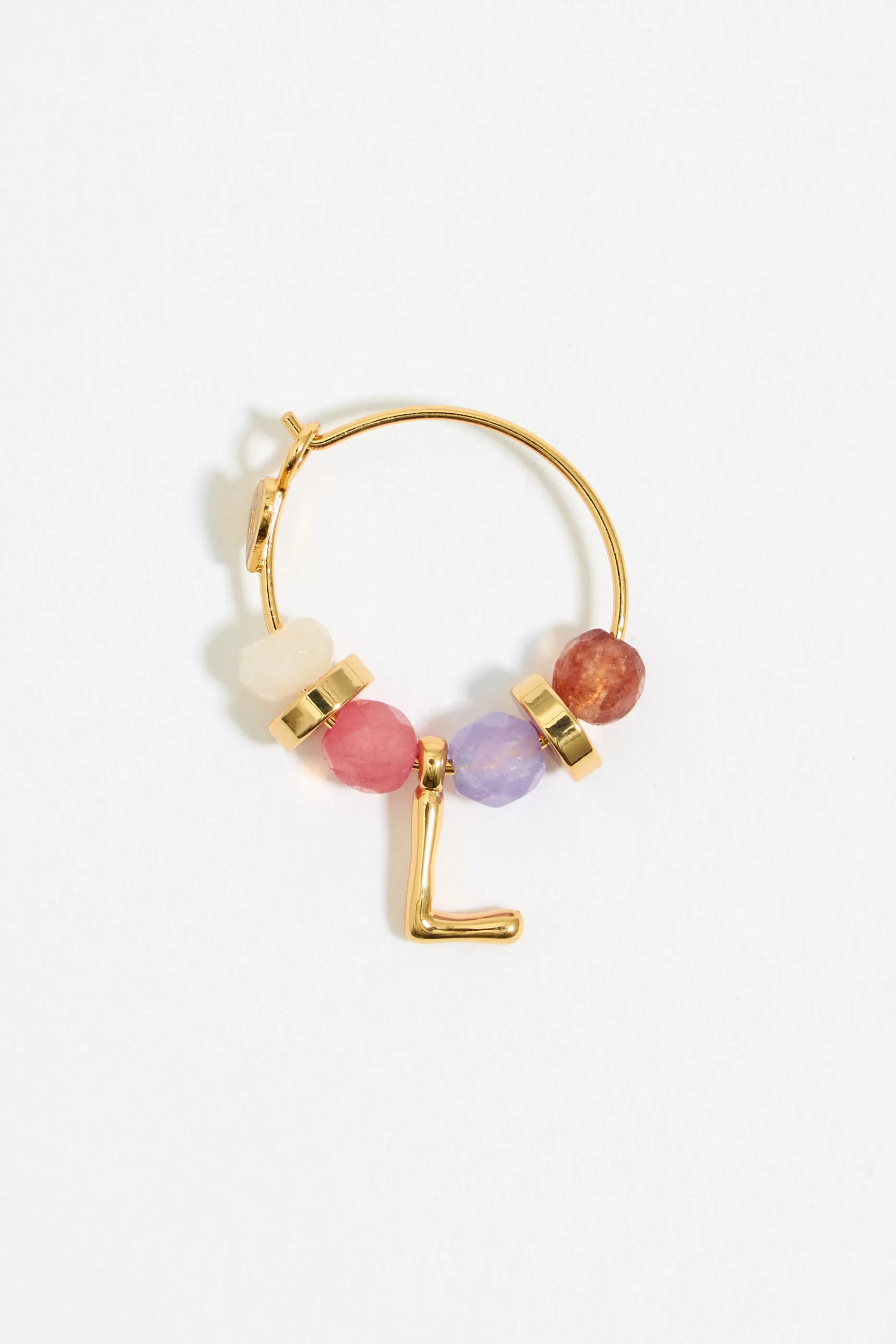 Pendientes letra L piedras multicolores