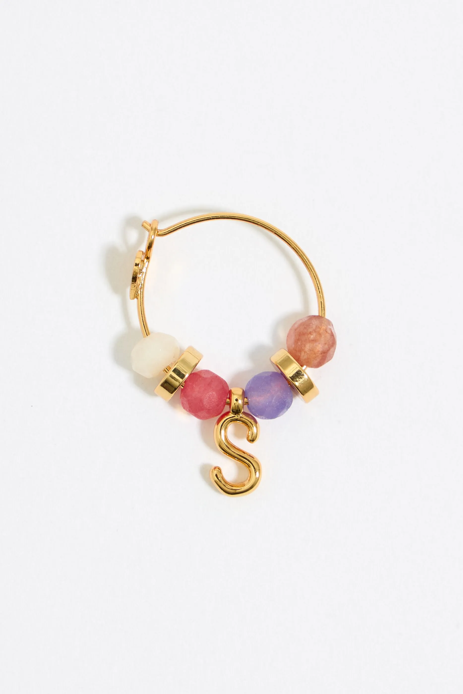 Pendientes letra S piedras multicolores