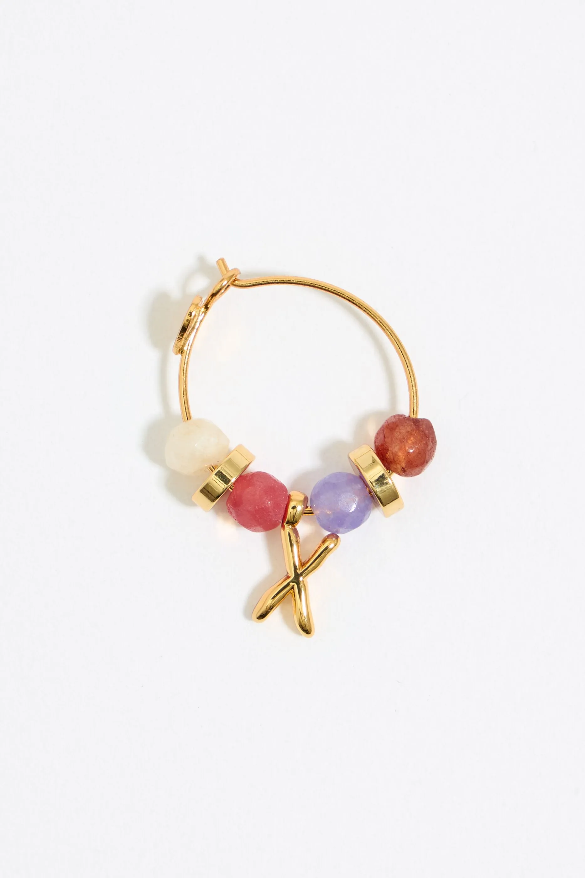 Pendientes letra X piedras multicolores