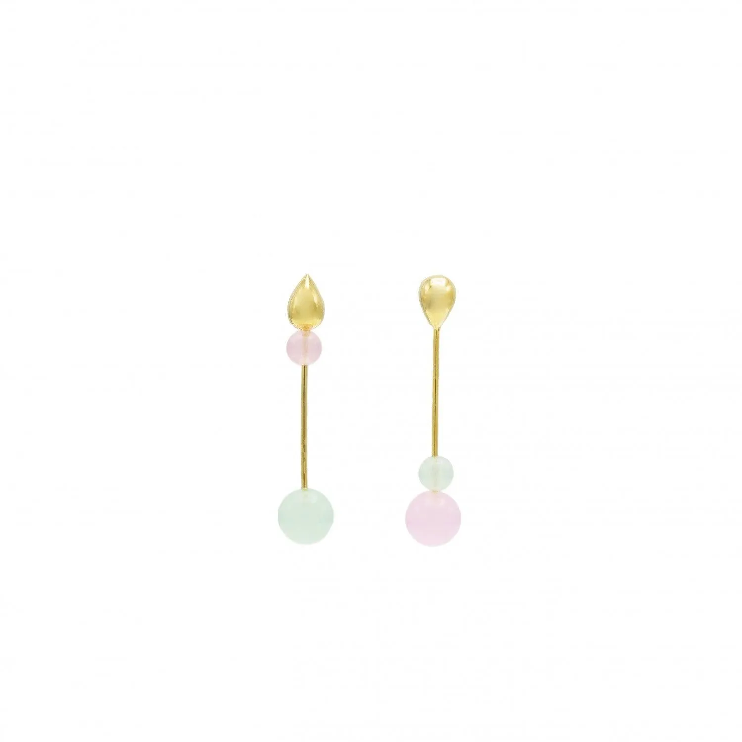 Pendientes originales de plata diseo con piedras de colores bao en oro