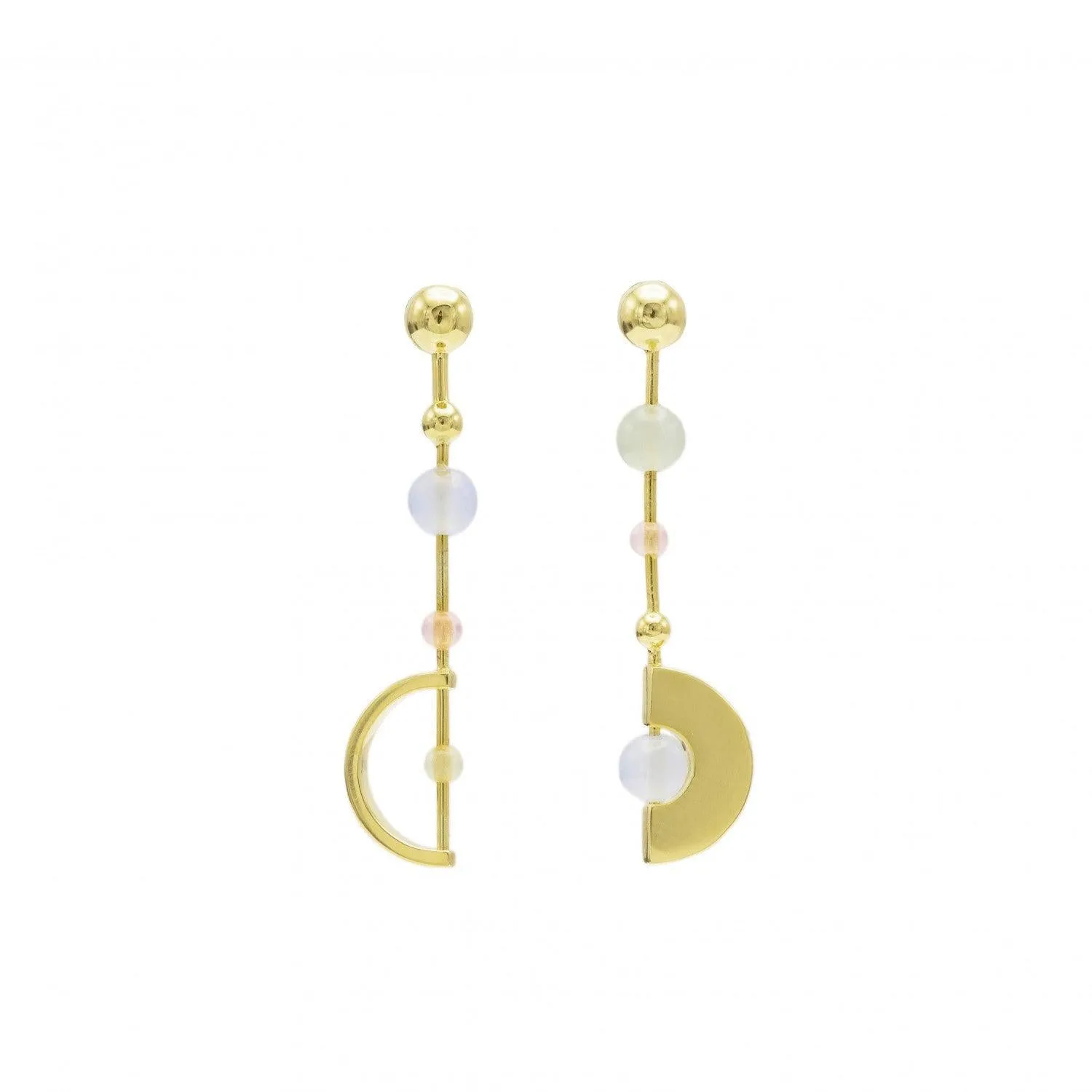Pendientes originales de plata diseo lineal con piedras de colores