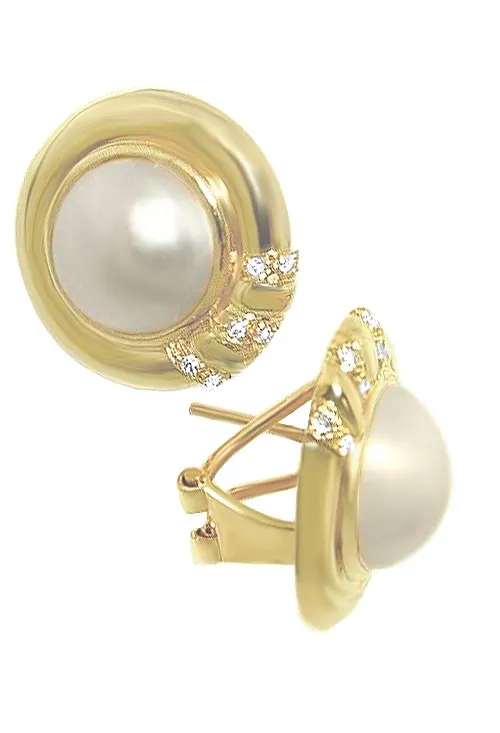 Pendientes oro amarillo 18k perlas japonesas y diamantes 037_TB8805