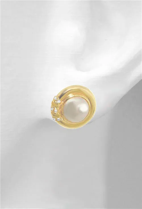 Pendientes oro amarillo 18k perlas japonesas y diamantes 037_TB8805