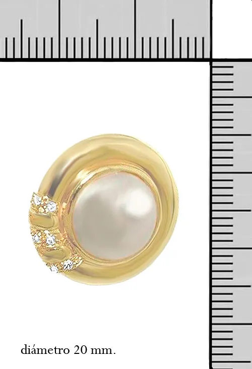 Pendientes oro amarillo 18k perlas japonesas y diamantes 037_TB8805