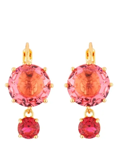 Pendientes piedras roja y rosa La Diamantine