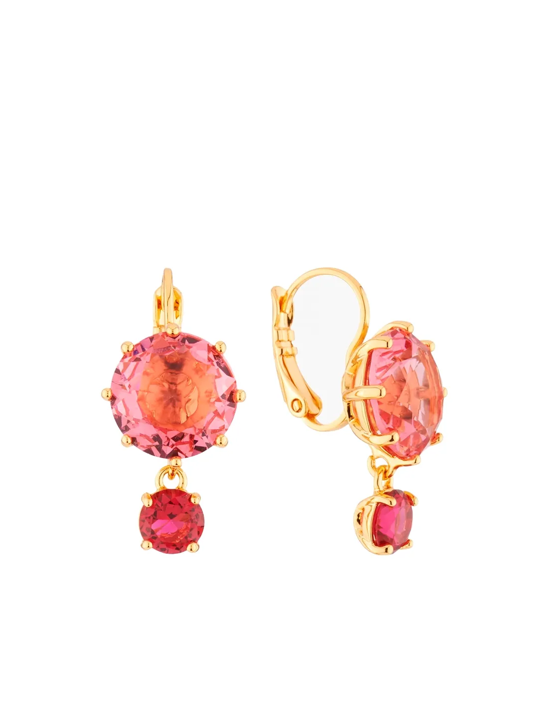 Pendientes piedras roja y rosa La Diamantine