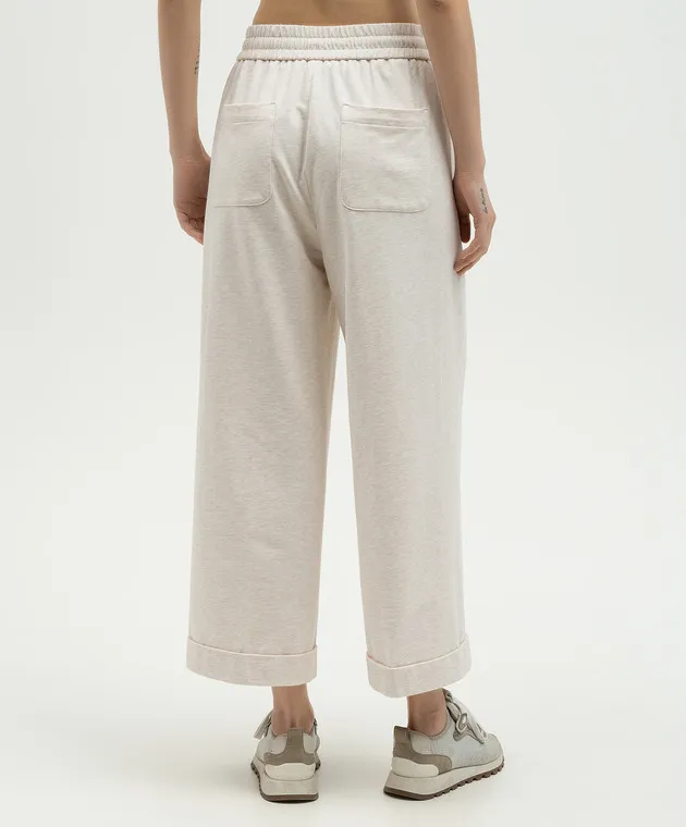 Peserico Beige sweatpants with monil chain
