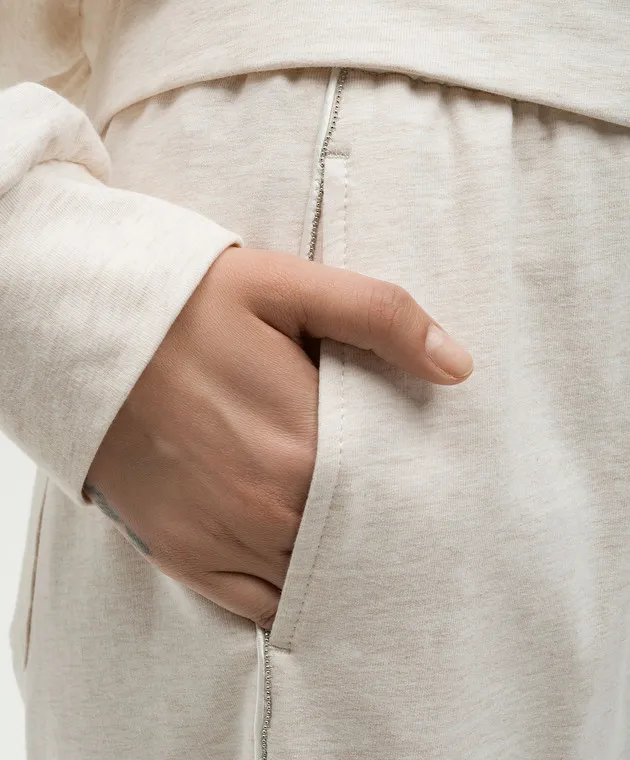 Peserico Beige sweatpants with monil chain