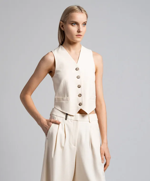 Peserico Beige vest with branded patch