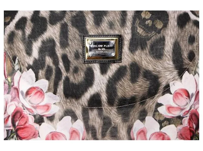 Philipp Plein, Camiseta estampado leopardo con piedras. Multicolor 