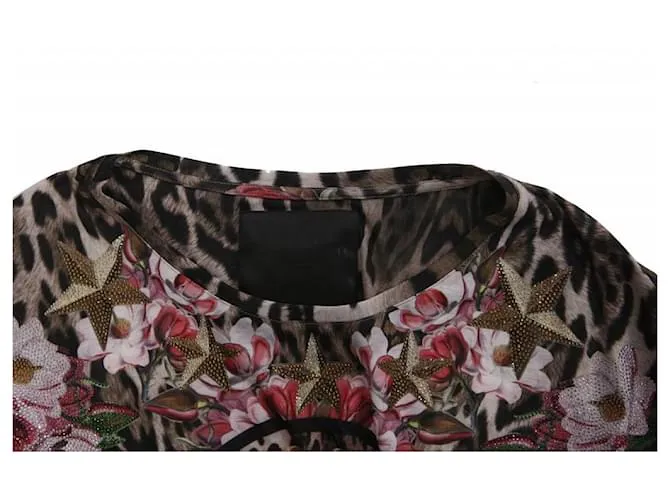 Philipp Plein, Camiseta estampado leopardo con piedras. Multicolor 
