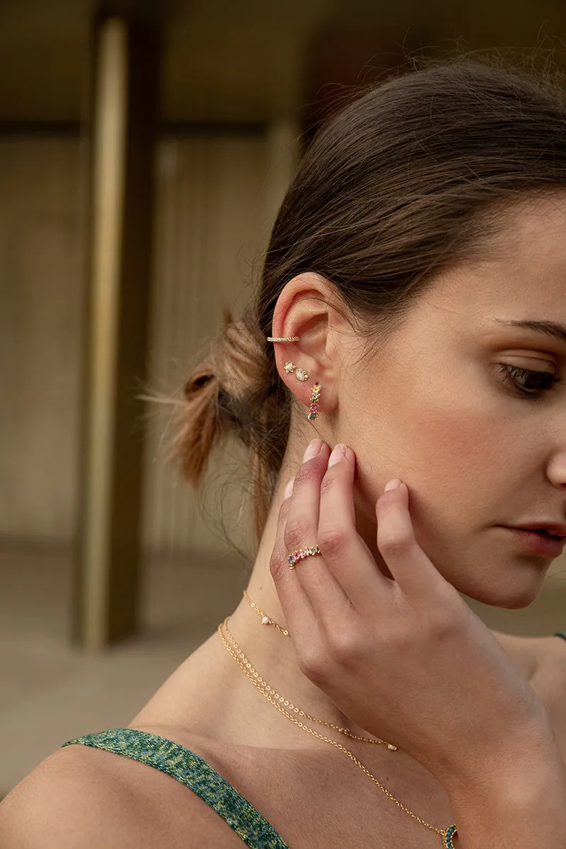 Piercing de plata con circonitas y piedras semipreciosas