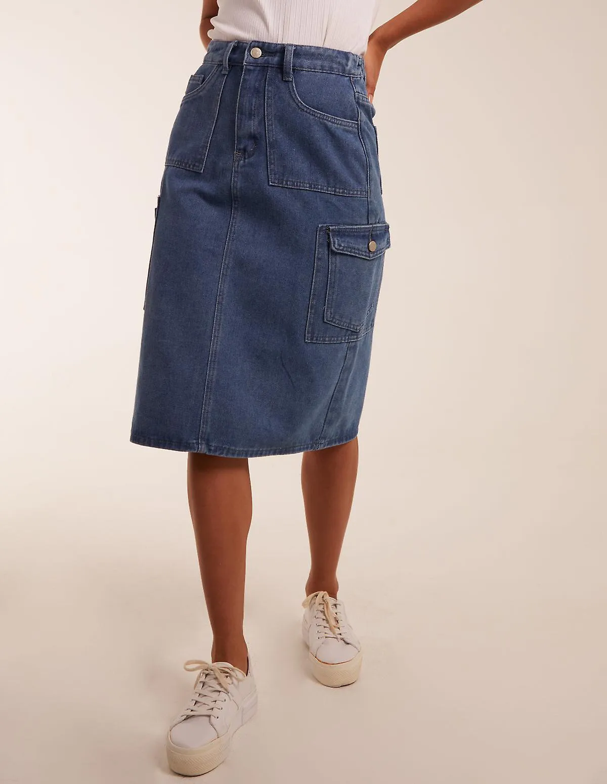 Pocket denim skirt