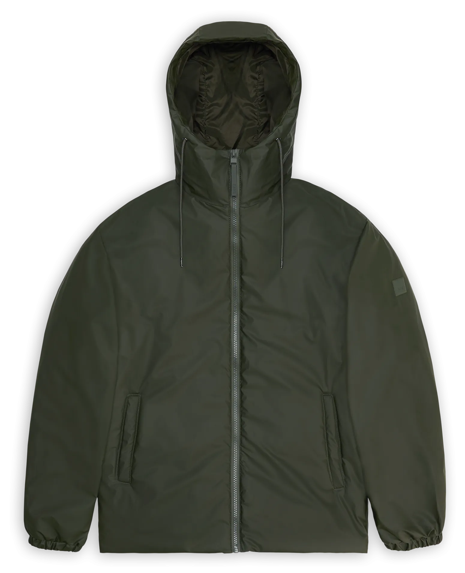 RAINS Impermeable recto con cuello alto y capucha. en caqui