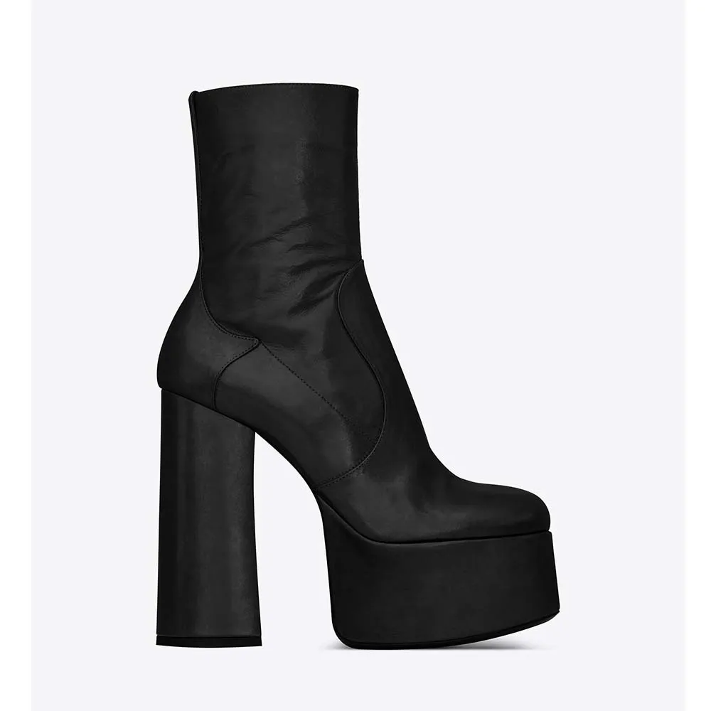 SAINT LAURENT YSL ZAPATOS MUJER BOTíN PLATAFORMA BILLY EN PIEL TACóN 13CMNEGRO