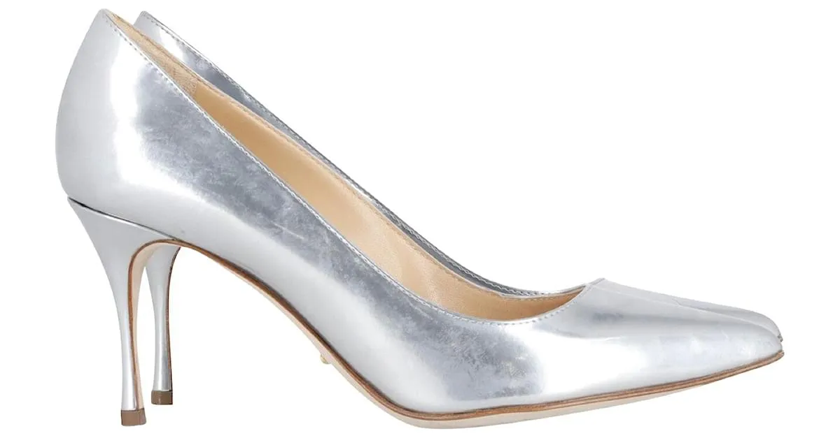 Salones Sergio Rossi Godiva en Piel Plateada Plata 