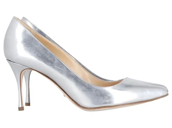 Salones Sergio Rossi Godiva en Piel Plateada Plata 