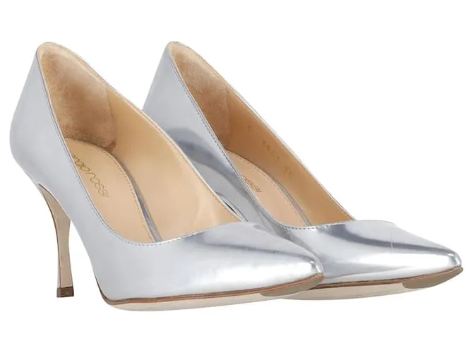 Salones Sergio Rossi Godiva en Piel Plateada Plata 
