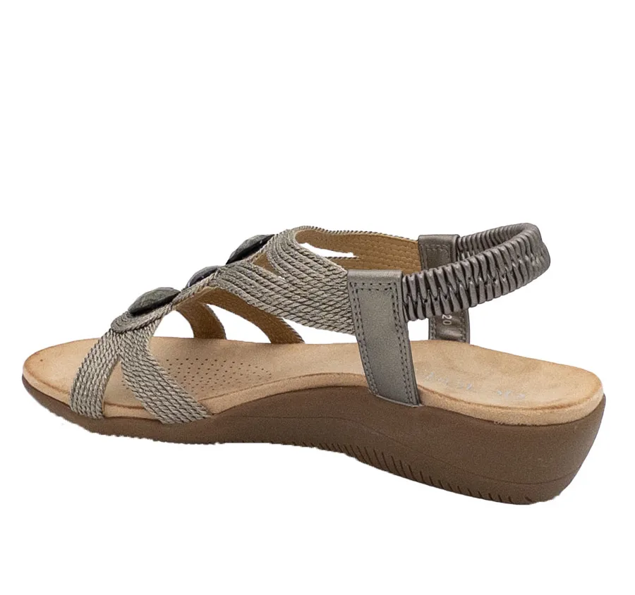 SANDALIA AMARPIES ABZ26620 ZAPATO DE MUJER TIRAS TRENZADAS PLOMO ADORNO PIEDRAS PLANTA CONFORT ACOLCHADA 28492