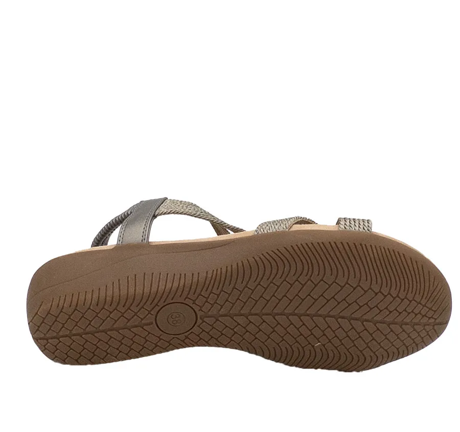 SANDALIA AMARPIES ABZ26620 ZAPATO DE MUJER TIRAS TRENZADAS PLOMO ADORNO PIEDRAS PLANTA CONFORT ACOLCHADA 28492