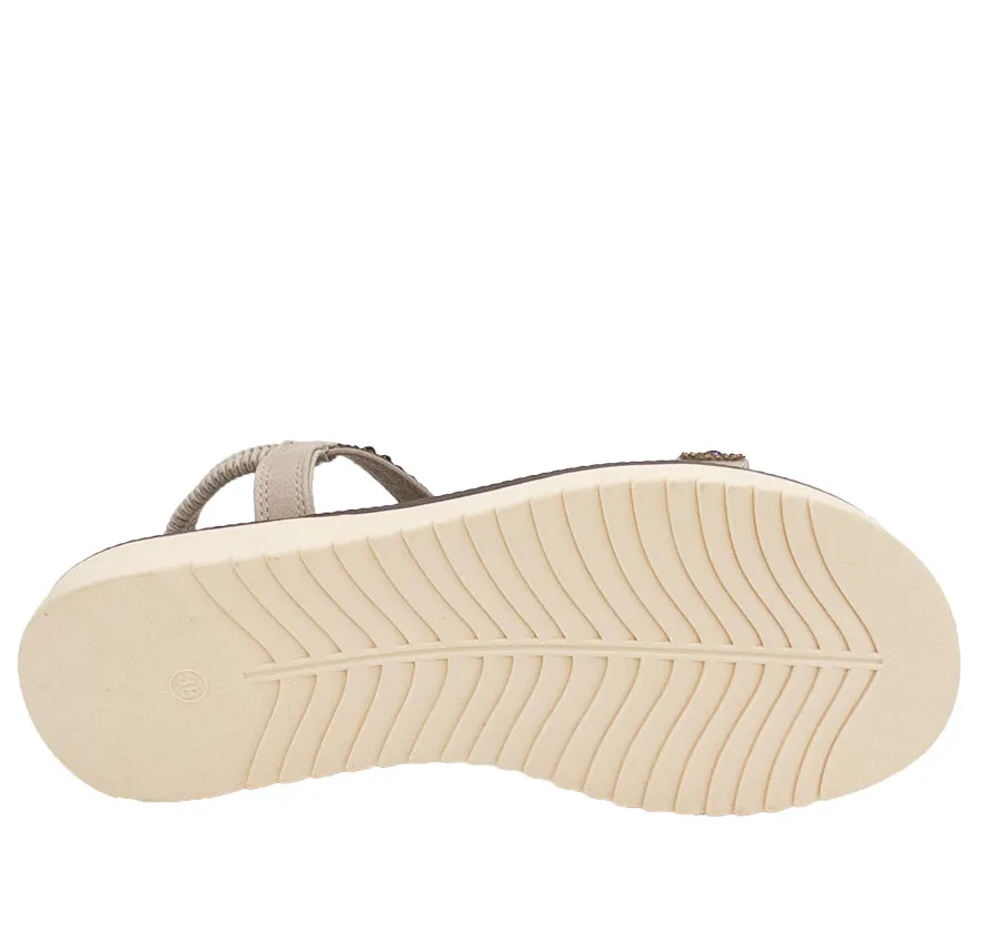 SANDALIA AMARPIES ABZ26663 ZAPATO DE MUJER TIRAS ADORNO PIEDRAS BEIG PLANTA CONFORT ACOLCHADA 28494