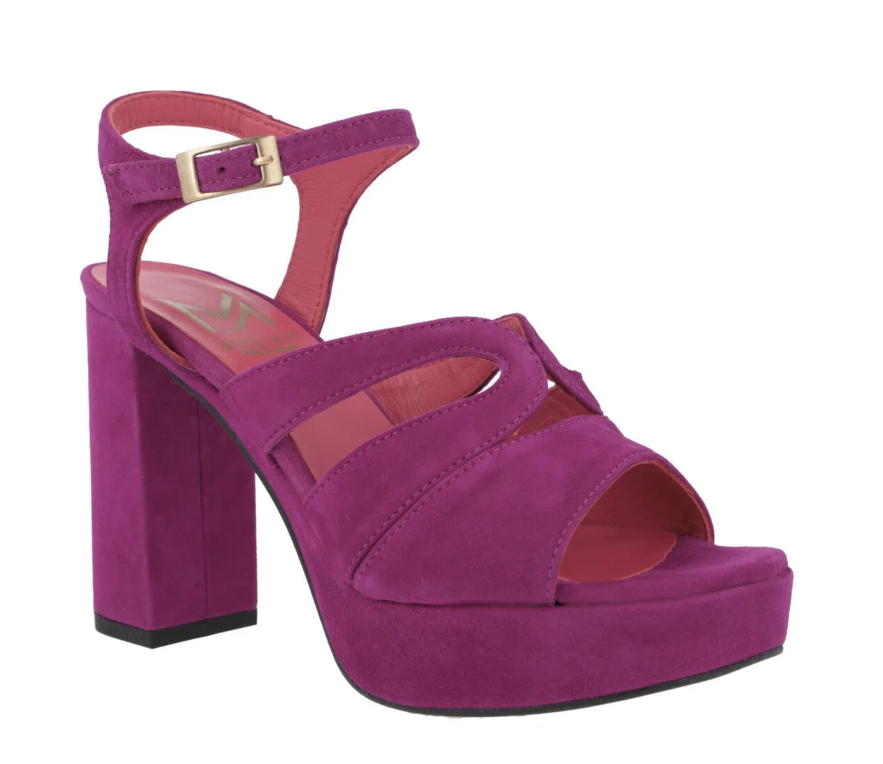 Sandalias de ante con tacón alto y plataforma