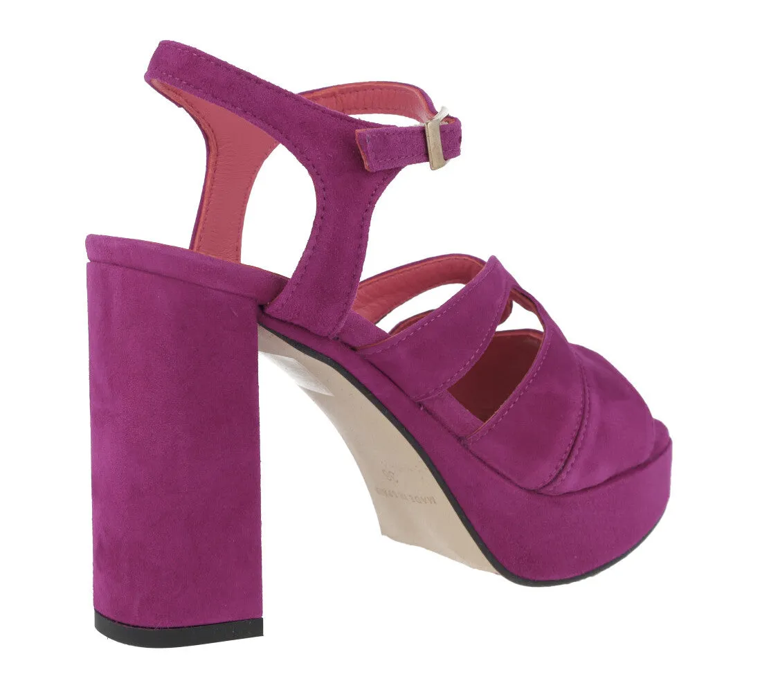 Sandalias de ante con tacón alto y plataforma