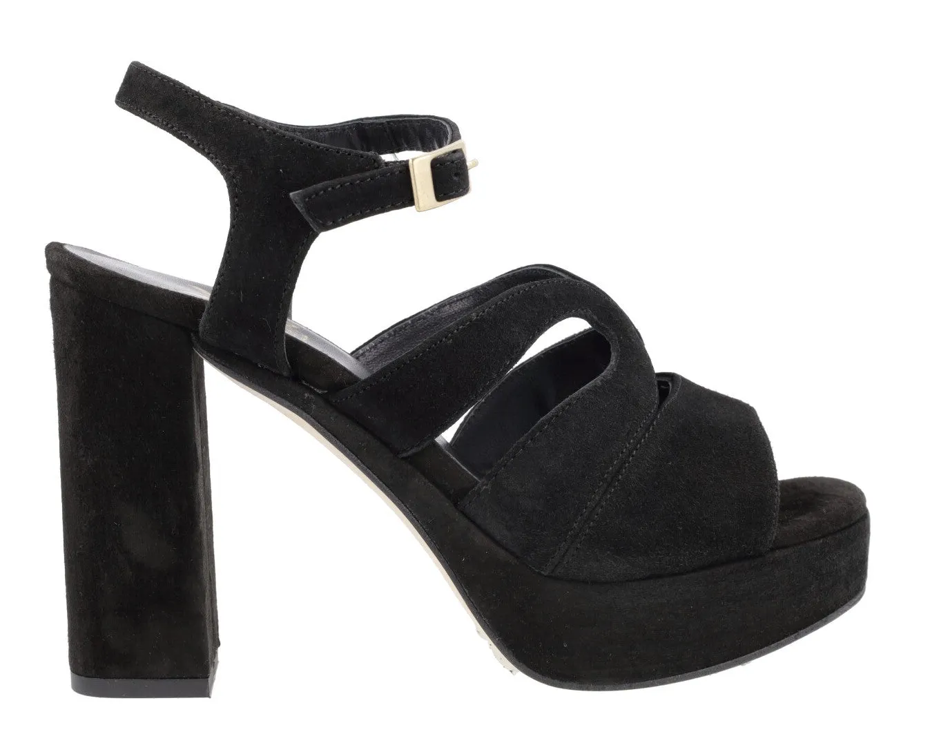 Sandalias de ante con tacón alto y plataforma
