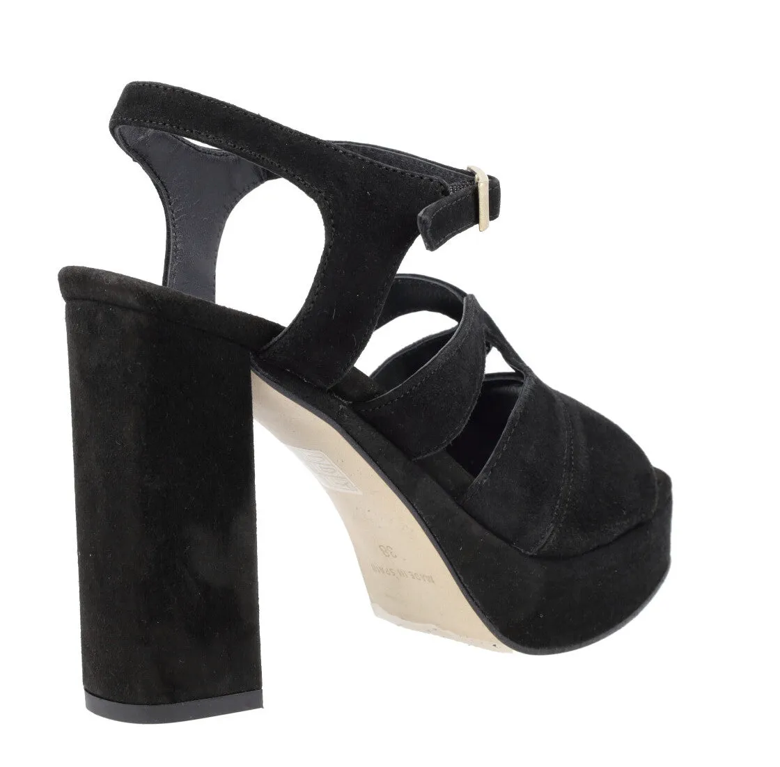 Sandalias de ante con tacón alto y plataforma