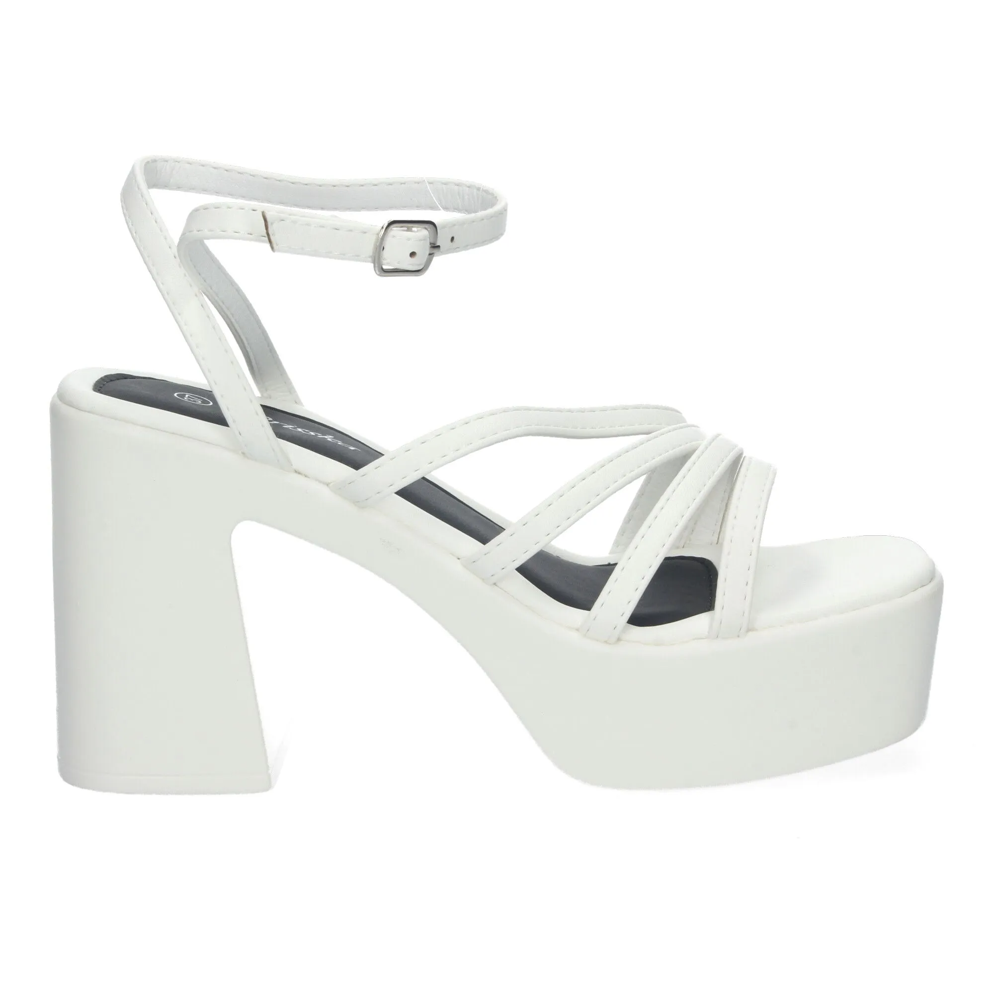 Sandalias de tacón y plataforma de vestir para mujer color blanco 043