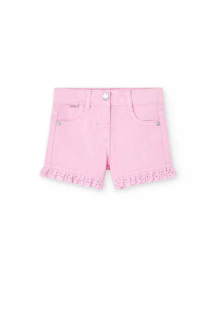 Short de gabardina elástica de bebé niña en rosa