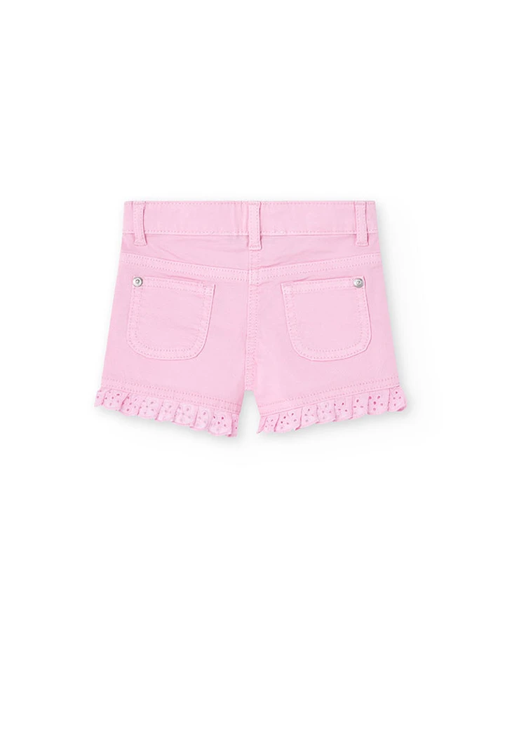 Short de gabardina elástica de bebé niña en rosa