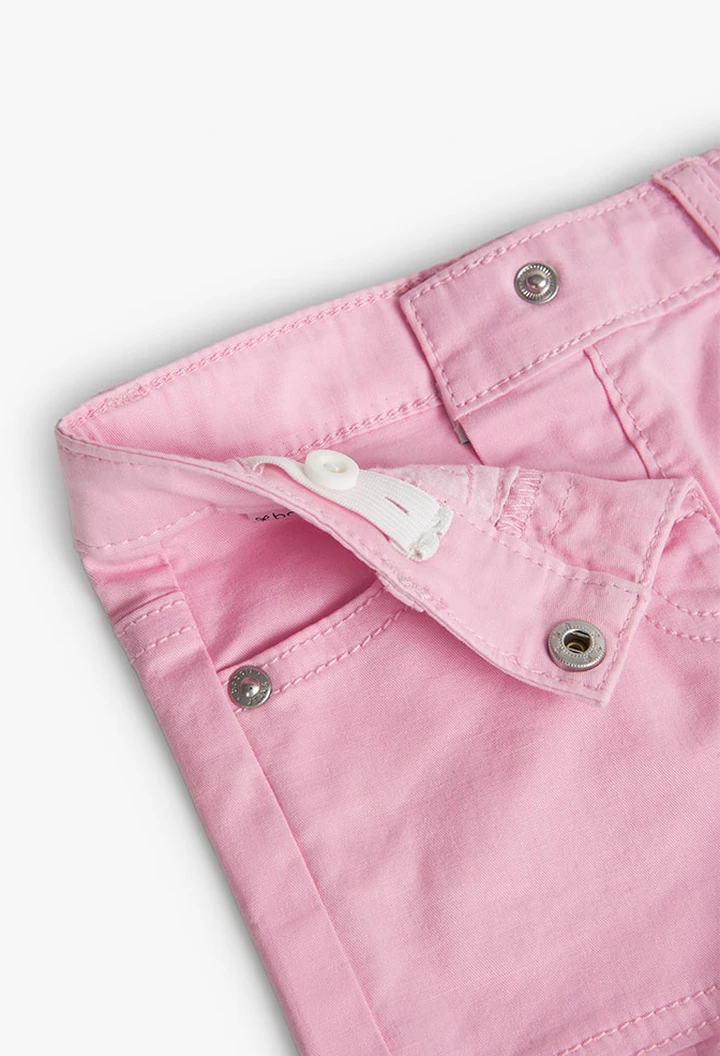 Short de gabardina elástica de bebé niña en rosa
