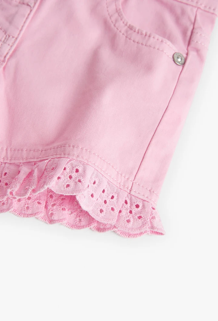 Short de gabardina elástica de bebé niña en rosa