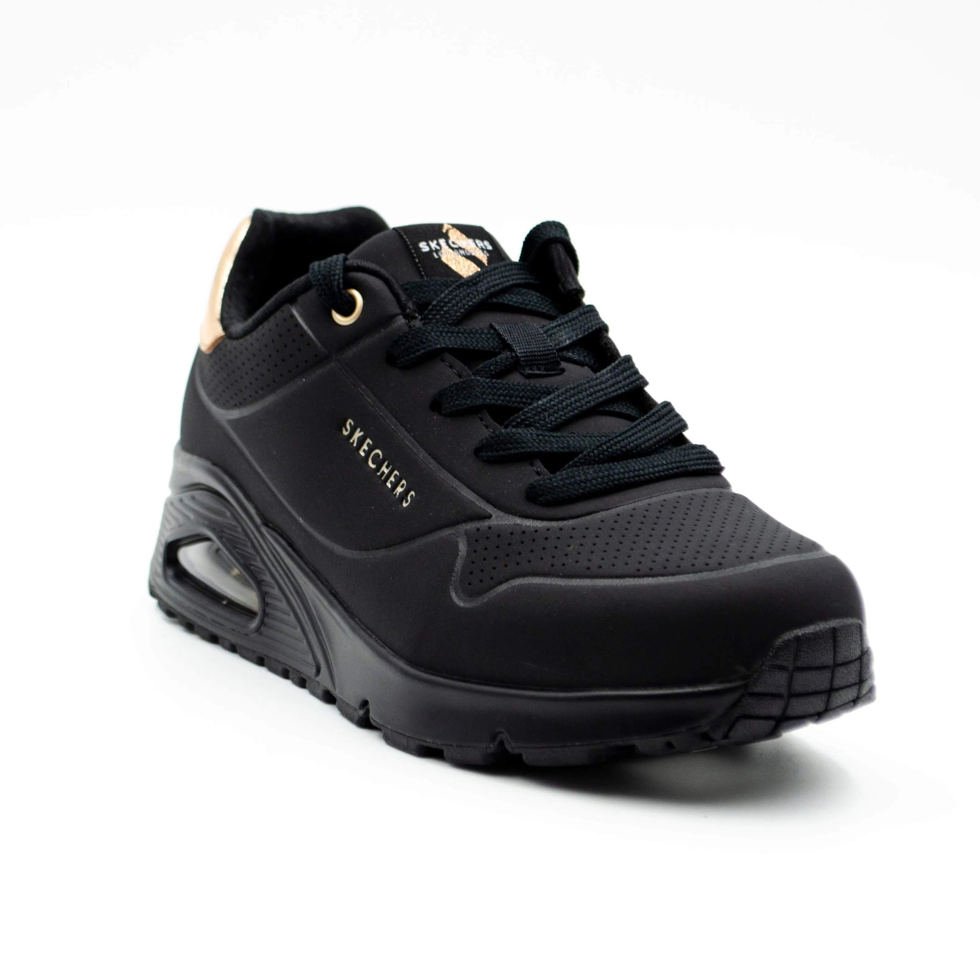 Skechers UNO GENT SHIMMER AWAY color negro dorado