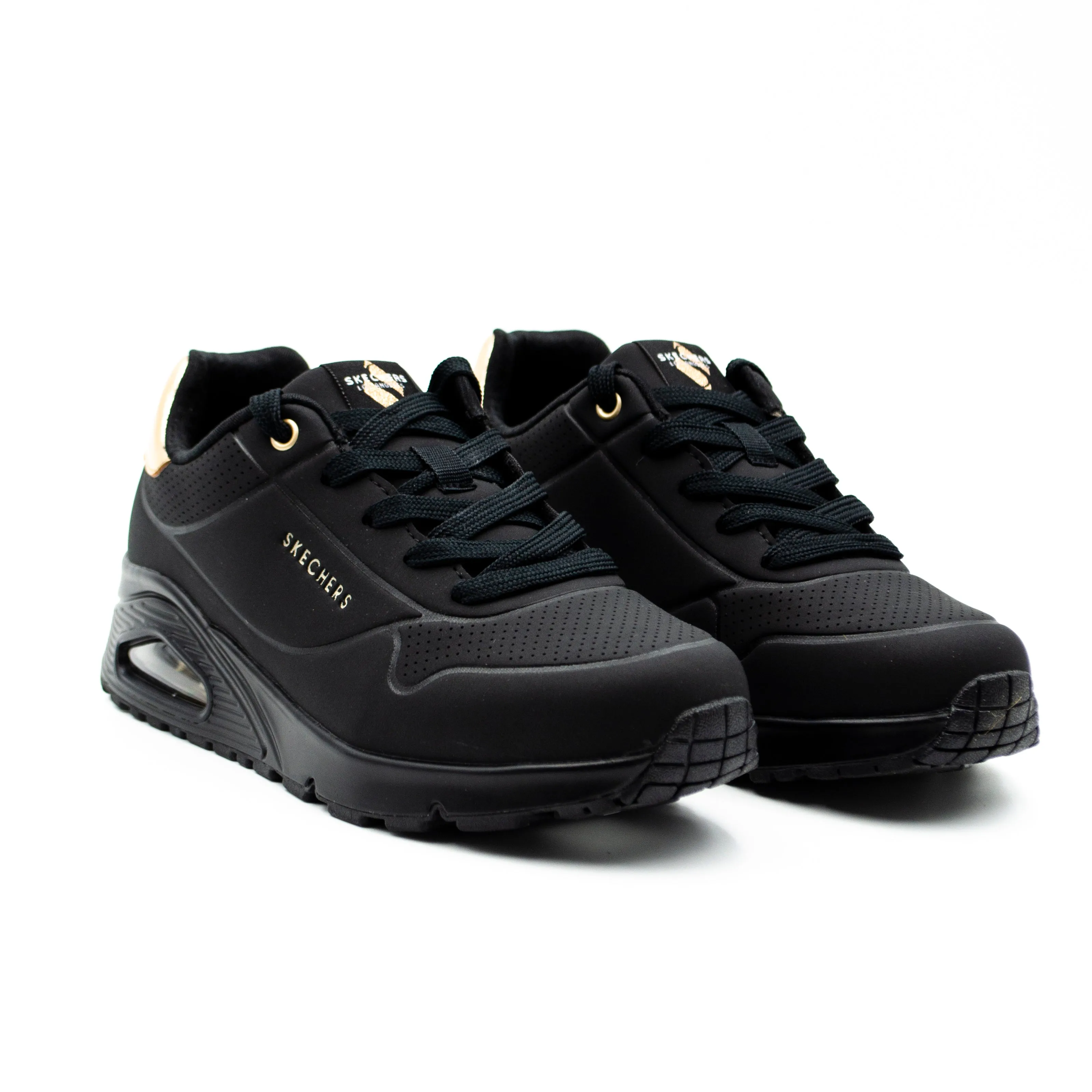 Skechers UNO GENT SHIMMER AWAY color negro dorado