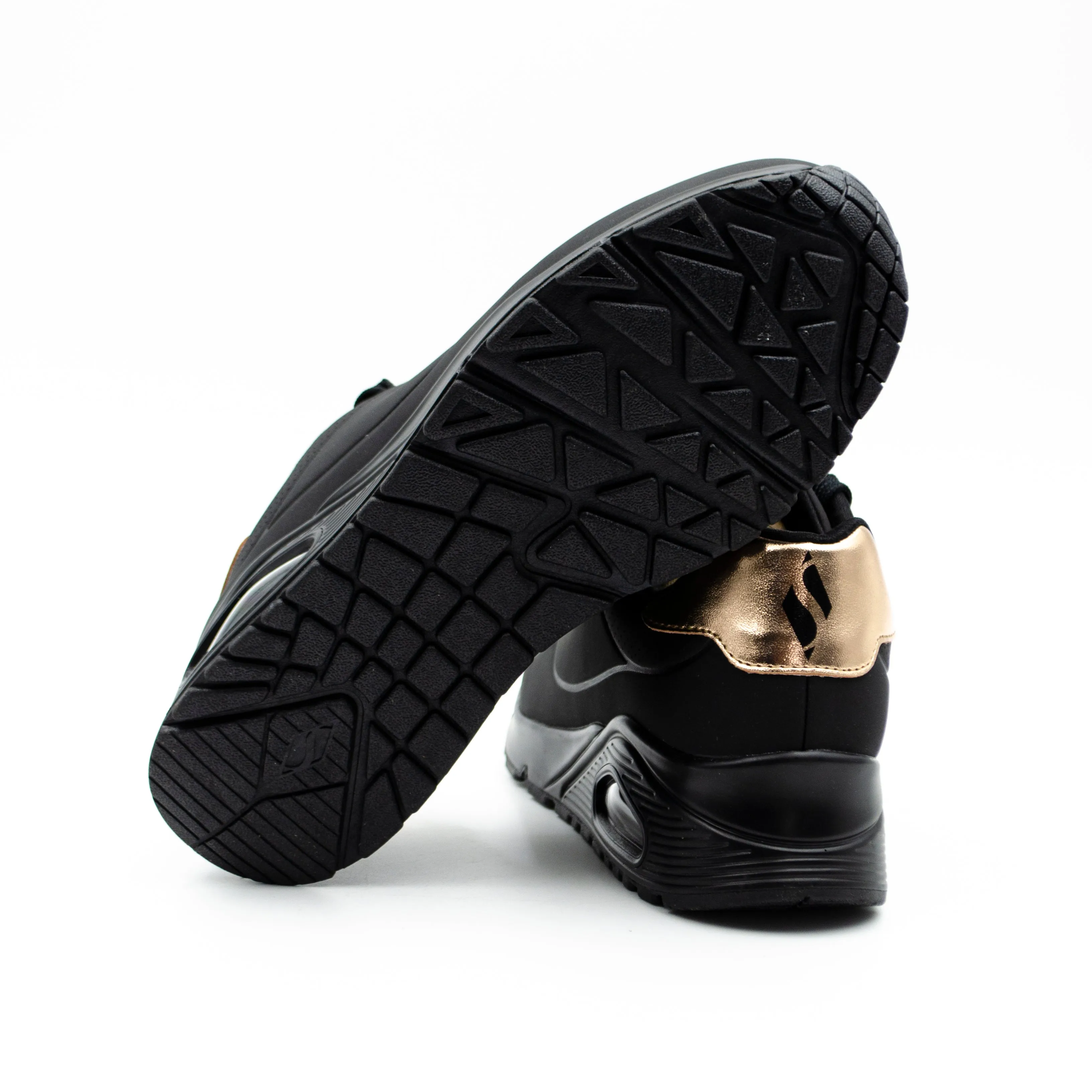 Skechers UNO GENT SHIMMER AWAY color negro dorado