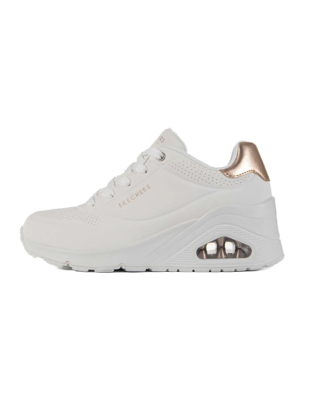 SKECHERS  ZAPATILLAS BLANCO Y DORADO UNO WEDGE HI STEPS 177520 MUJER