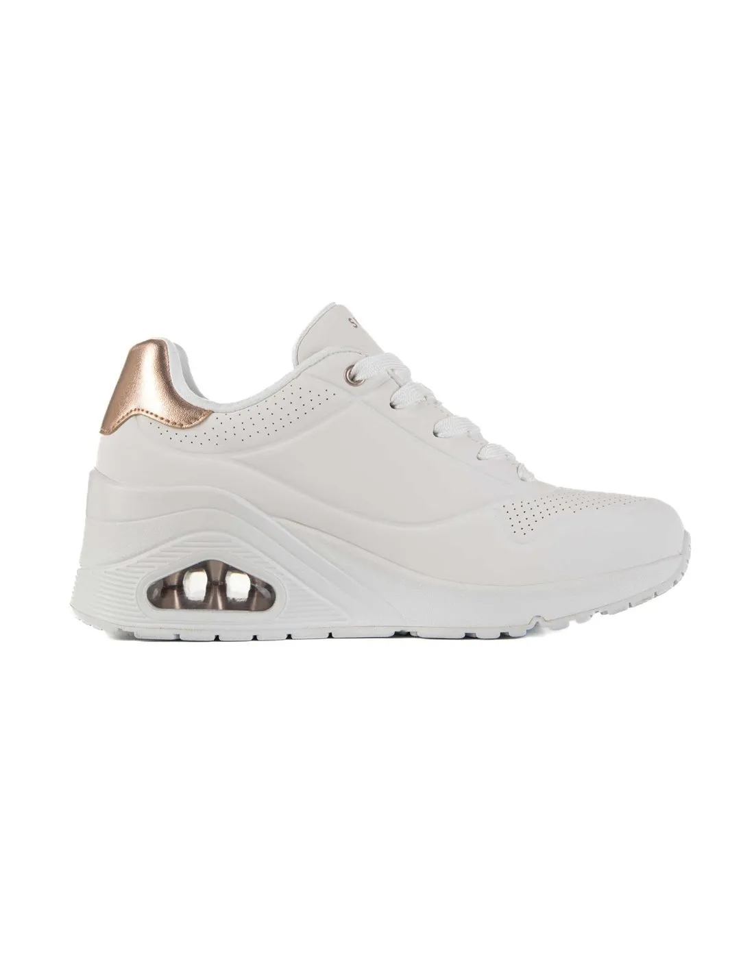 SKECHERS  ZAPATILLAS BLANCO Y DORADO UNO WEDGE HI STEPS 177520 MUJER