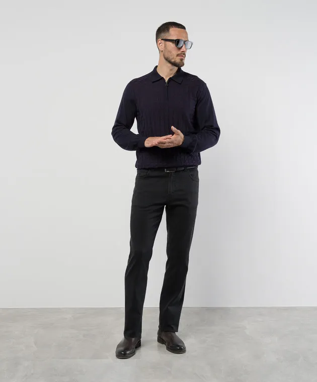 Stefano Ricci Purple cashmere and silk jumper with a textured pattern