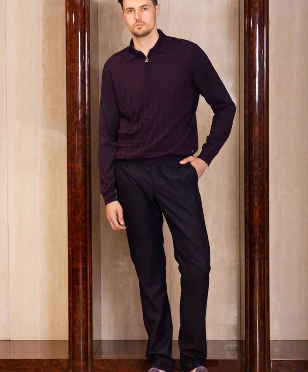 Stefano Ricci Purple cashmere and silk jumper with a textured pattern